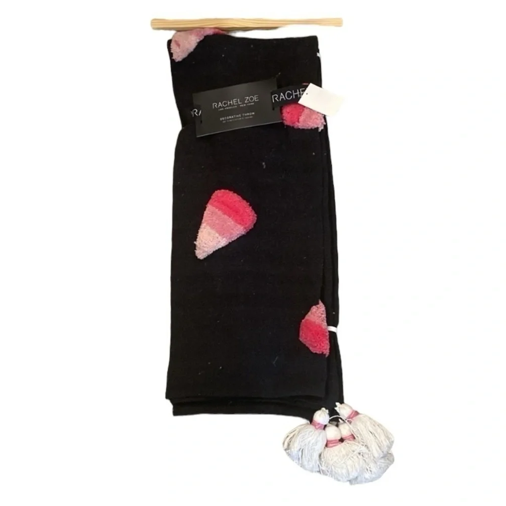 Rachel Zoe Pink Candy Corn Blanket NEW Throw Viral TikTok Tok Halloween Black